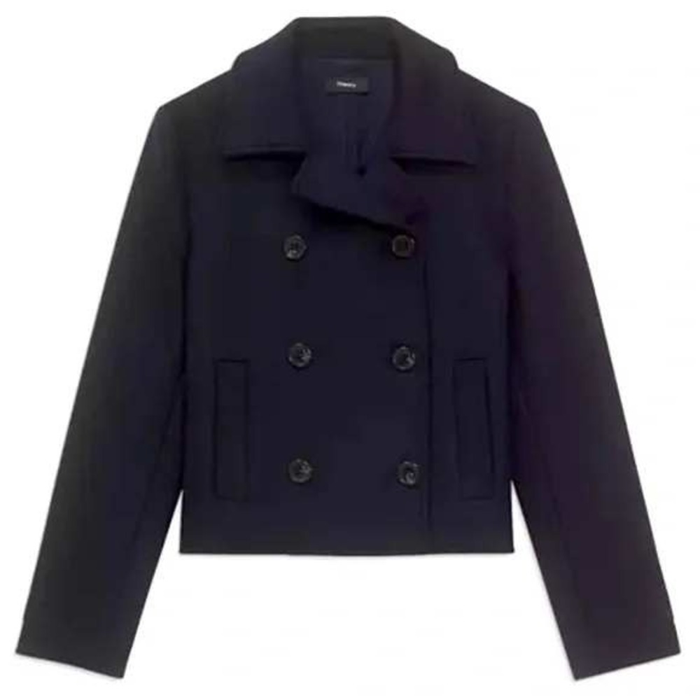 Theory Shrunken Slim Wool Peacoat Size 14